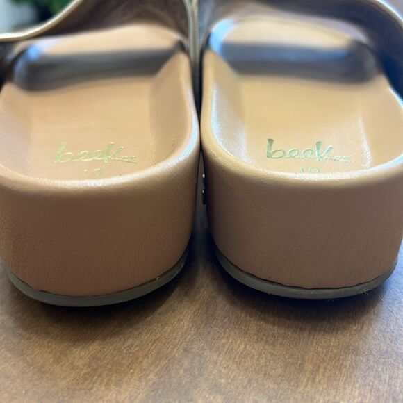 Women's Pelican Leather Platform Sandal Gold Soze 10 - Picture 4 of 8